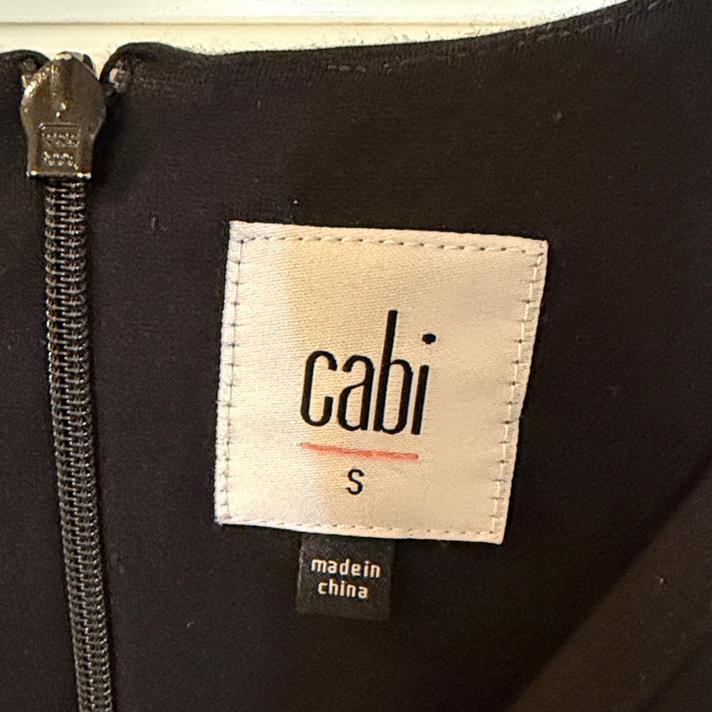 CAbi Black Short-Sleeve V-Neck Dress with Cream Tag